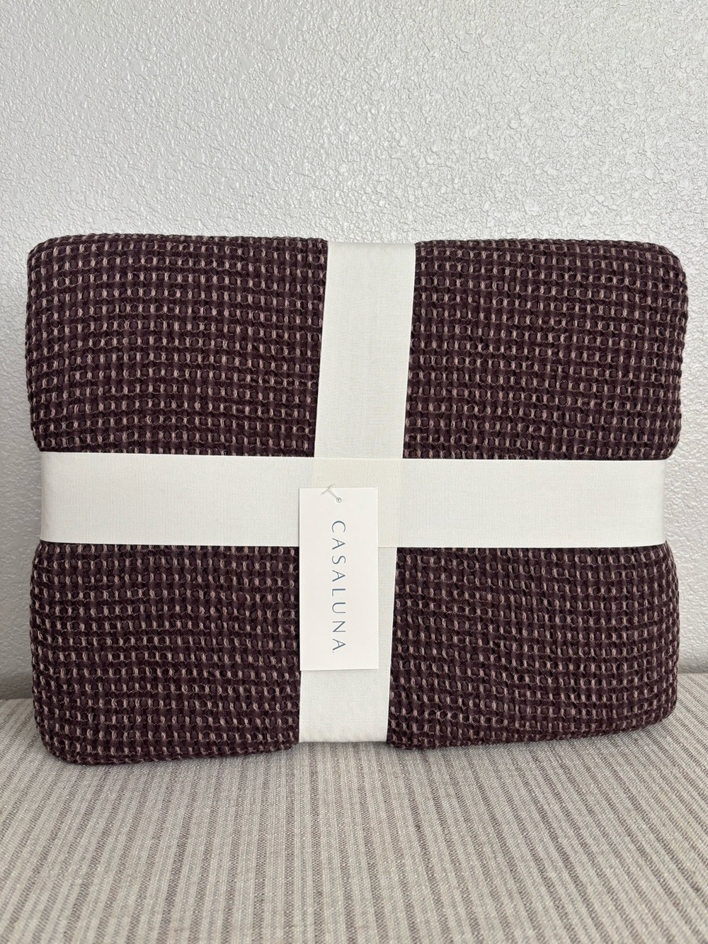 NWT King Plus Textured Waffle Coverlet Dark Fig - Casaluna